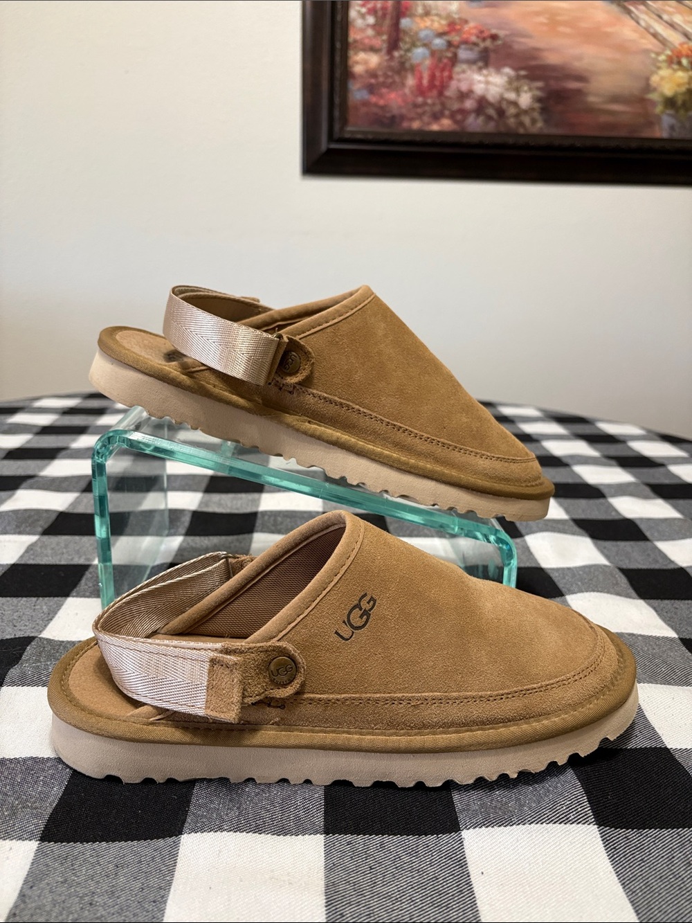 UGG Goldenstar Clog Brown Suede Alip On Shoes Women's Size 8.5-9 Mules Strap